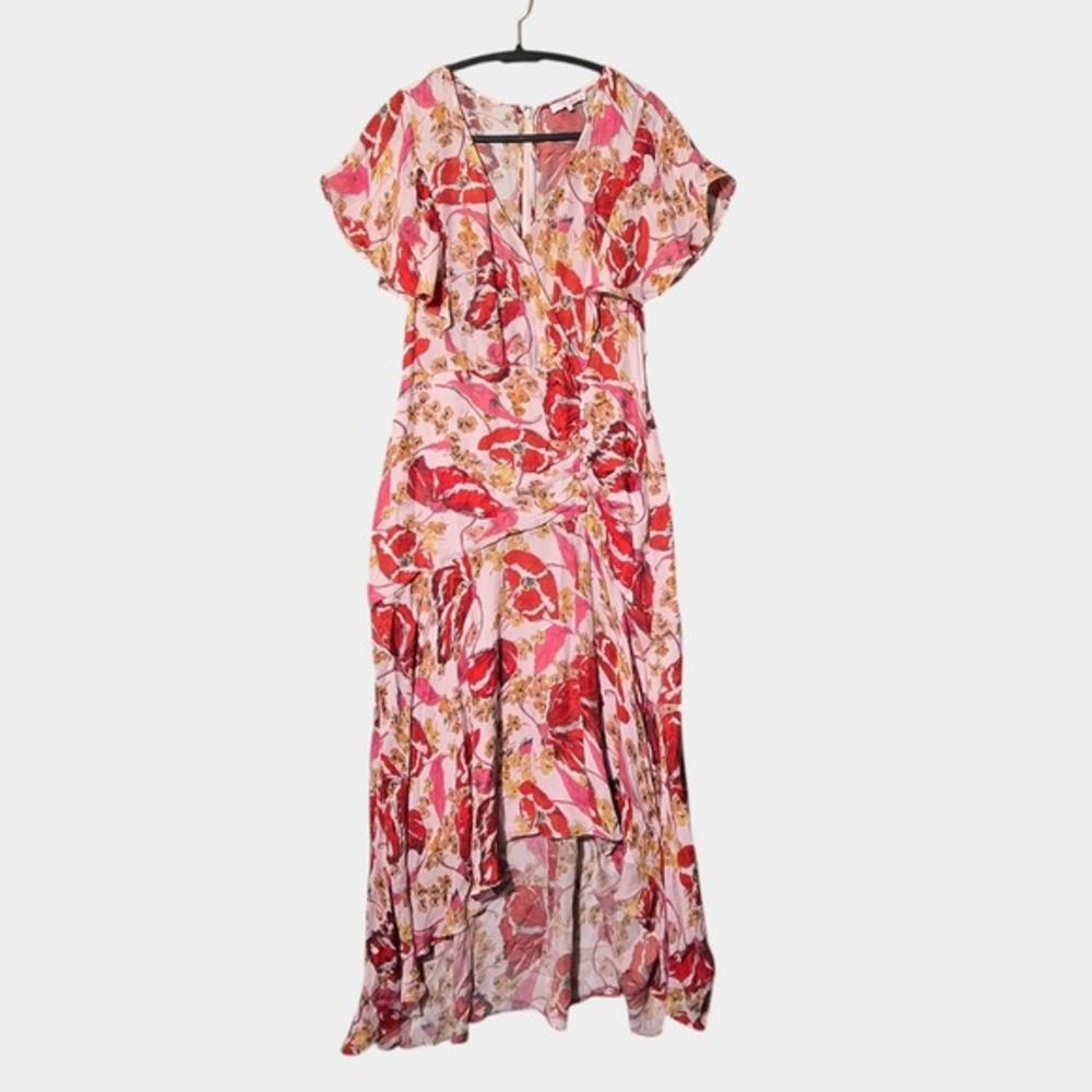 Parker Vivi Silk Midi‎ Dress 100% Size 8 Feminine Wedding Guest Party Elegant